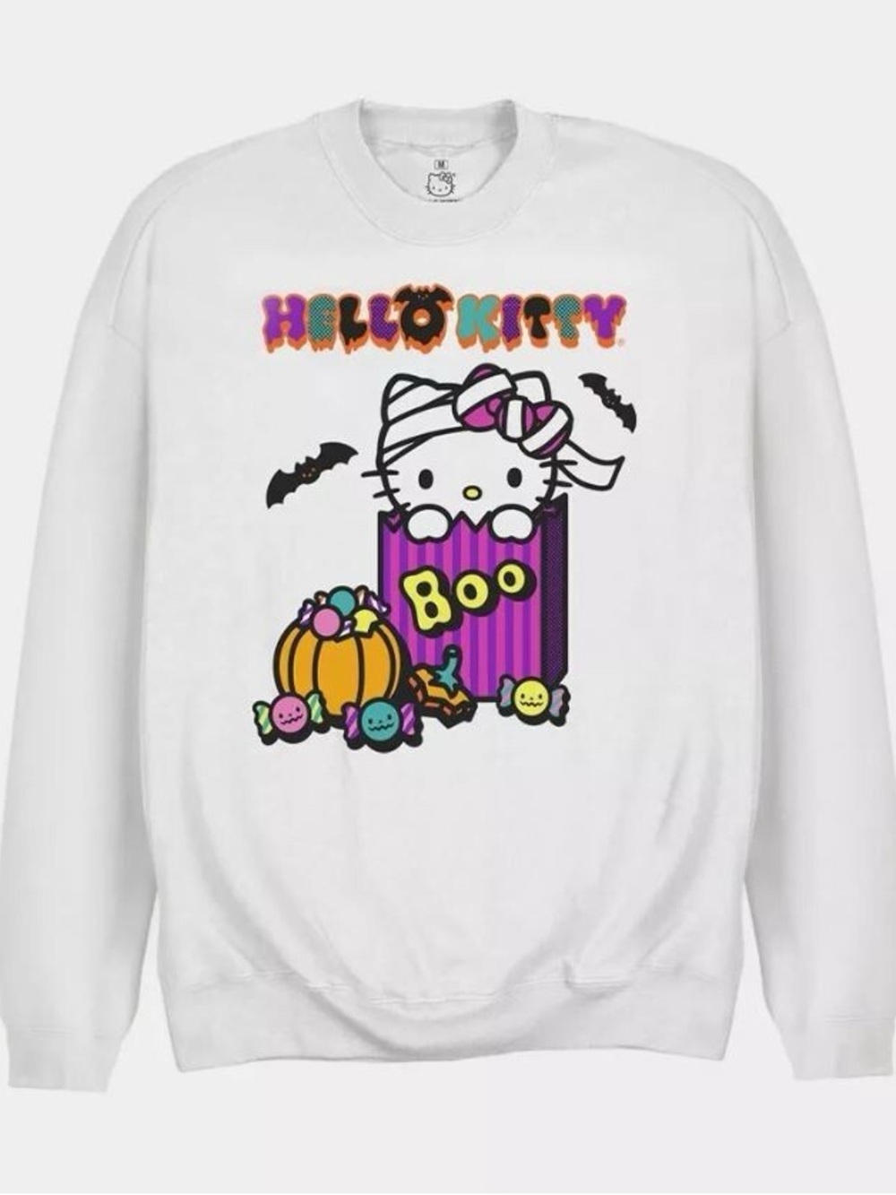 Hello Kitty White Halloween Boo Crewneck Sweatshirt NWT